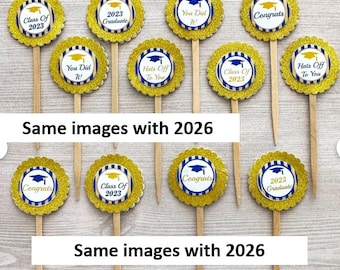 Graduation Cupcake Toppers,Graduation,Cupcake Toppers,Graduation 2026,Class of 2026,2026 Graduate,Set of 12,Graduation Party,Double Sided