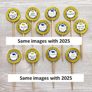 Graduation Cupcake Toppers,Graduation,Cupcake Toppers,Graduation 2025,Class of 2025,2025 Graduate,Set of 12,Graduation Party,Double Sided