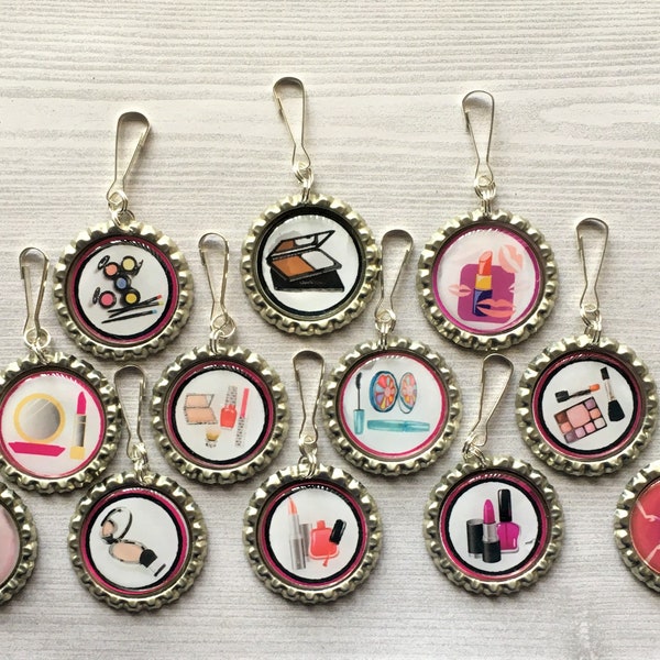 Zipper Pulls,Zipper Pull Charms,Thank You,Lipsense,Younique,Avon,Mary Kay,Makeup,Lipstick,Bottle Cap Zipper Pull Charms,Gift,Set of 12