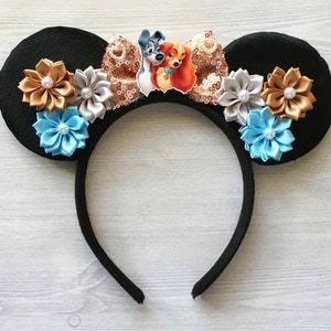 Lady and the Tramp Ears,Mouse Ears,Lady and the Tramp,Minnie Mouse Ears,Mickey Mouse Ears,Girls Headband,Minnie Ears,Mickey Ears,Handmade
