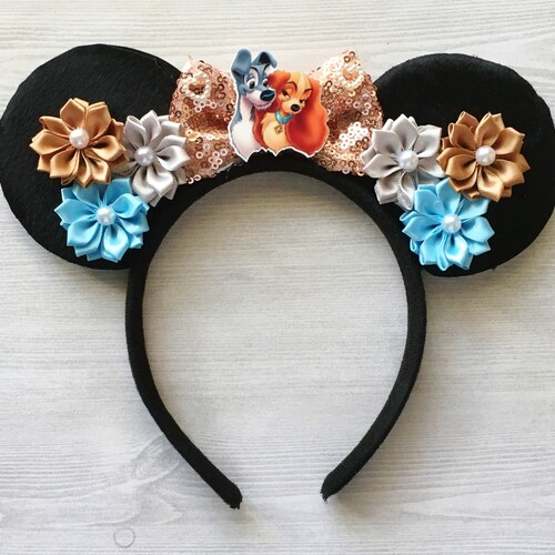 Lady and the Tramp Ears,Mouse Ears,Lady and the Tramp,Minnie Mouse Ears,Mickey Mouse Ears,Girls Headband,Minnie Ears,Mickey Ears,Handmade