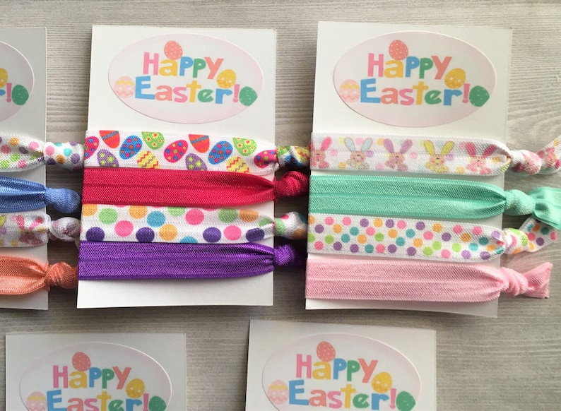 Easter Hair Ties,Knotted Hair Ties,Easter Eggs,Easter Bunnies,Elastic Hair Ties,No Crease Hair Ties,Elastic Bracelets,Ponytail,Party Favor