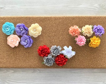 Floral Push Pins,Push Pins,Floral,Mixed Flowers,Floral Push Pin Set,Mixed Flowers,Gift,Bulletin Board,Cork Board,Flowers,Sets of 5,Handmade