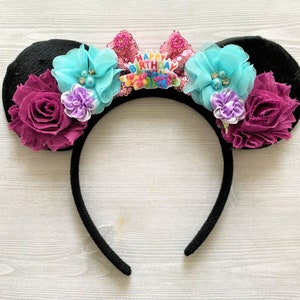 Birthday Ears,Birthday Mouse Ears,Mouse Ears,Happy Birthday,Minnie Mouse Ears,Mickey Mouse Ears,Girls Headband,Minnie Ears,Mickey Ears,Gift