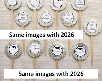 Graduation Cupcake Toppers,Graduation,Cupcake Toppers,Graduation 2026,Class of 2026,2026 Graduate,Set of 12,Graduation Party,Double Sided