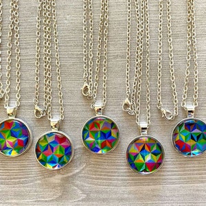 Necklace,Kaleidoscope,Kaleidoscope Necklace,Multicolor,Party Favor,Silver Necklace,Gift,Birthday,Pendant,Princess,18 Inch Necklace,Handmade