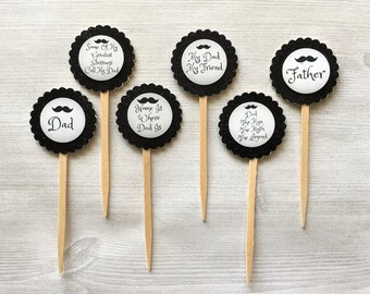 Fathers Day Cupcake Toppers,Fathers Day,Cupcake Toppers,Dad,Father,Set of 6,Father Party,Dad Party,Party Favor,Handmade,Gift,Double Sided