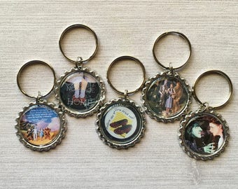 Keychains,Keyrings,Wizard of Oz,Key Chains,Key Rings,Bottle Cap Keychains,Dorothy,Toto,Tin Man,Bottle Cap Keyrings,Gift,Accessories,Handmade