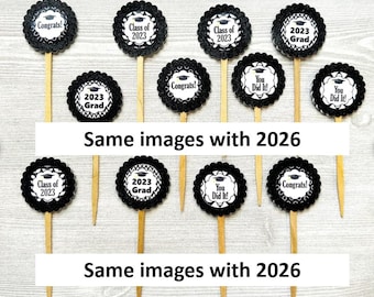 Graduation Cupcake Toppers,Graduation,Cupcake Toppers,Graduation 2026,Class of 2026,2026 Graduate,Set of 12,Graduation Party,Double Sided