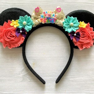 Birthday Ears,Birthday Mouse Ears,Mouse Ears,Happy Birthday,Minnie Mouse Ears,Mickey Mouse Ears,Girls Headband,Minnie Ears,Mickey Ears,Gift