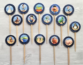 Toy Story Cupcake Toppers,Toy Story,Cupcake Toppers,Set of 15,Buzz Lightyear,Toy Story Birthday,Party Favor,Birthday Party,Gift,Double Sided