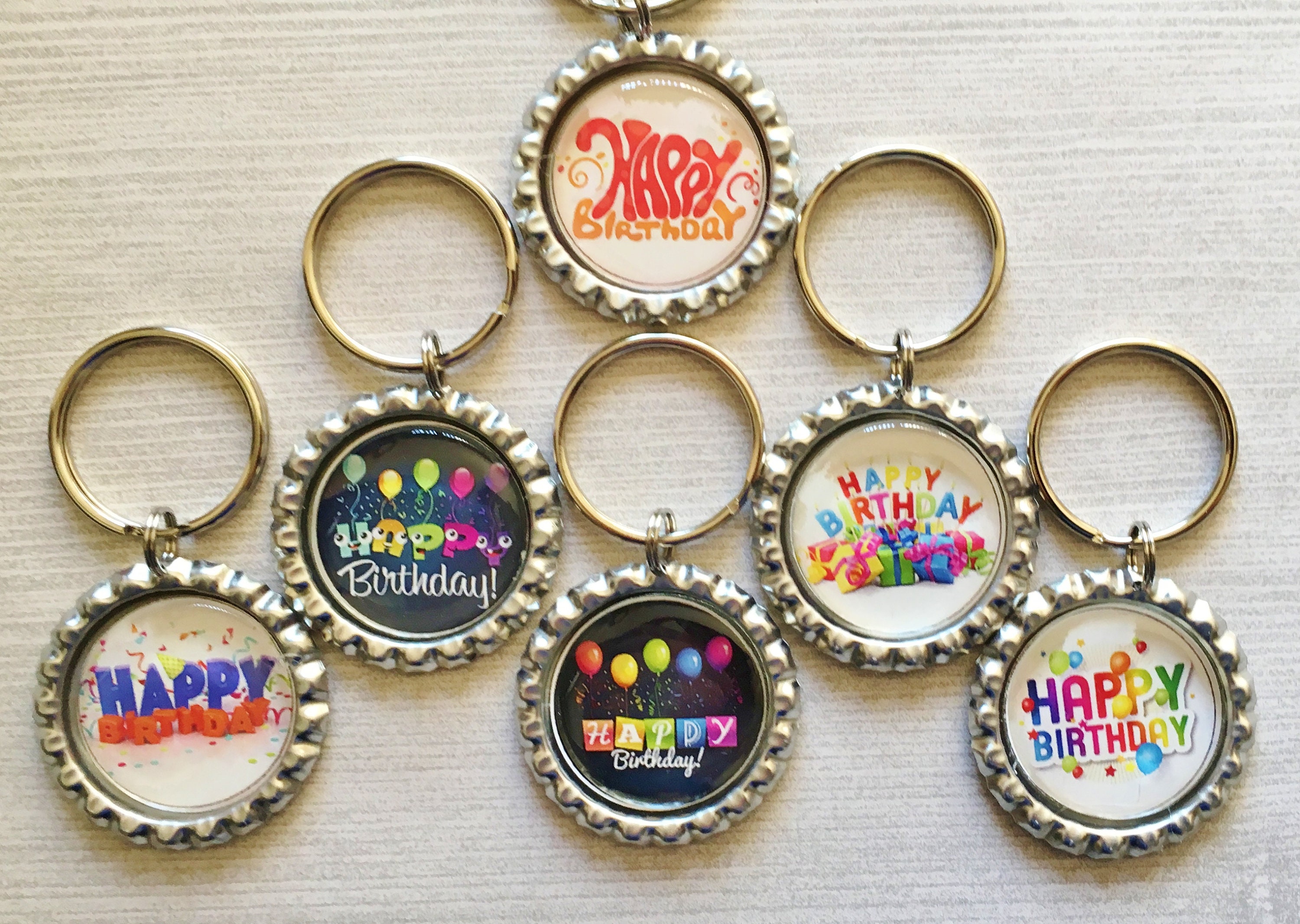 Keychain,key Ring,birthday,happy Birthday,birthday Themed,bottle Cap ...