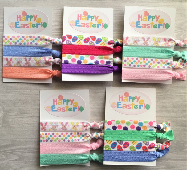 Easter Hair Ties,Knotted Hair Ties,Easter Eggs,Easter Bunnies,Elastic Hair Ties,No Crease Hair Ties,Elastic Bracelets,Ponytail,Party Favor