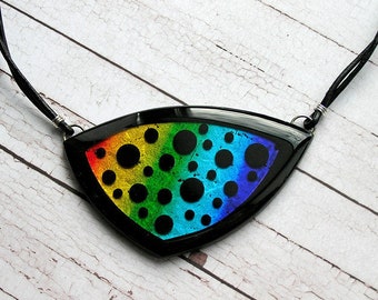 Iridescent necklace geometric shape Rainbow necklace with polka dots Lesbian necklace LGBT necklace multicolor LGBT pride Lesbian jewelry