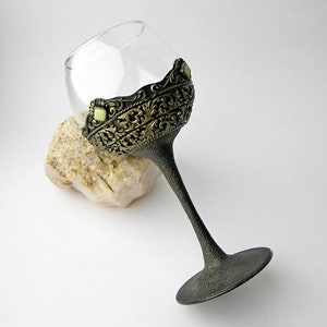 Set Medieval King gold goblet is decorated with floral tracery, glass stones Medieval wedding Medieval King wedding goblets Lord wine glass