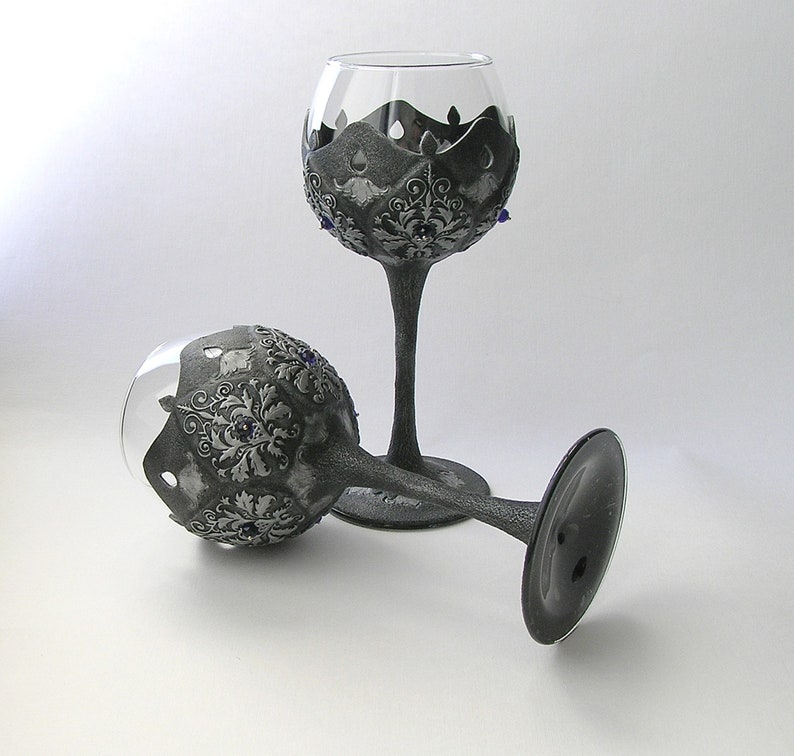 Silver Medieval Wine Goblets With Custom Colors Crystals Royal Etsy UK