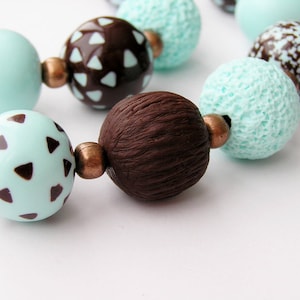 Jewelry Set necklace and bracelet light turquoise coffee brown necklace light turquoise necklace brown bracelet light turquoise gift for her