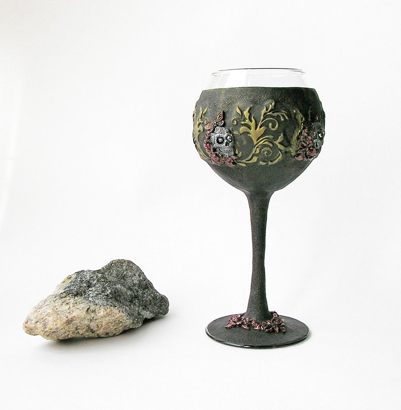 This Gothic Victorianstyle Skull Goblet Steampunk Wine Glass Halloween