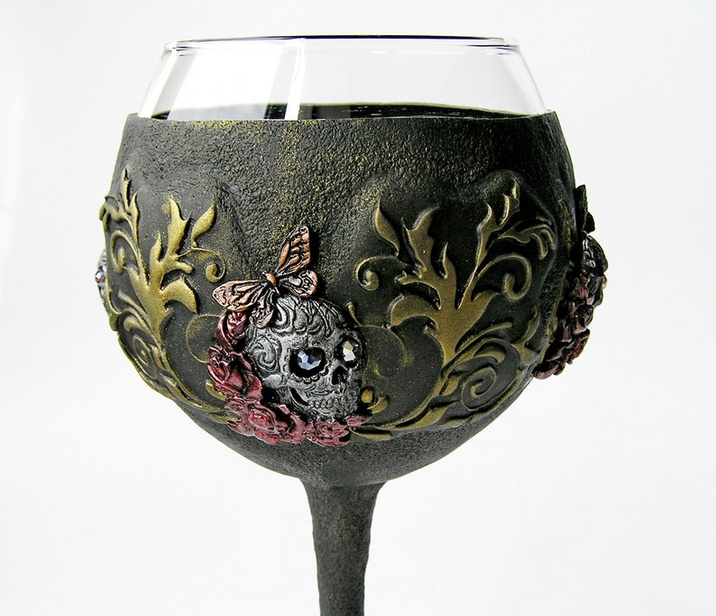 This Gothic Victorianstyle Skull Goblet Steampunk Wine Glass Halloween