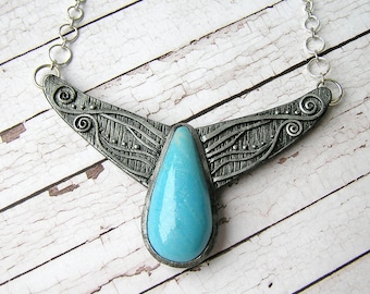 Zilveren slabbetje ketting Dinky ketting Babyblauwe steen Hemelsblauwe steen Aquablauwe druppelsteen Laconieke ketting Lichtblauwe kleine ketting
