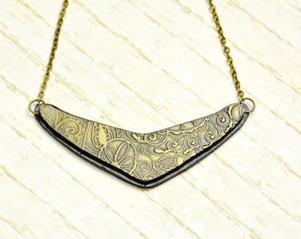 Bronzen ketting met een patroon dat doet denken aan zeeplanten Bedelketting Kleine slabketting Simuleer bronzen ketting Zwarte ketting