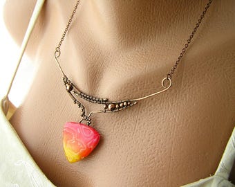 Wire Wrapped Halskette Statement Halskette Draht gewickelt Schmuck 22. Jahrestag Halskette 7th Jahrestag Kupferjubiläum Ungewöhnliche Halskette