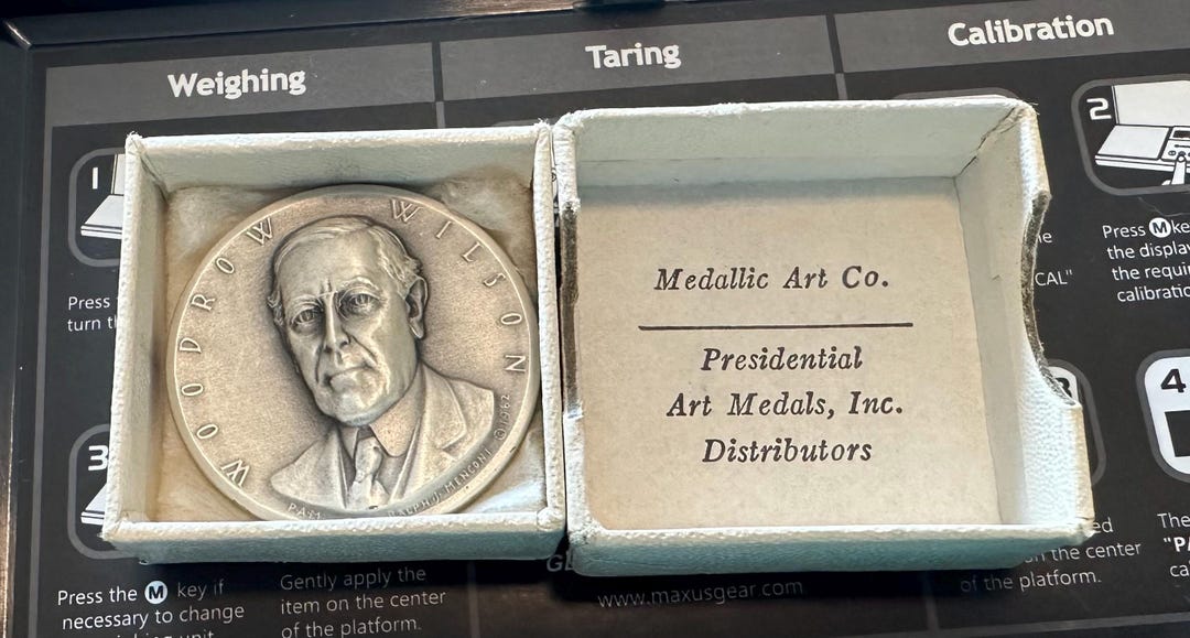 Woodrow Wilson Presidential Art Medal by Medallic Art Co. Pure Silver