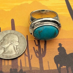 Vintage Sterling Silver Turquoise Ring - Size 6 1/4
