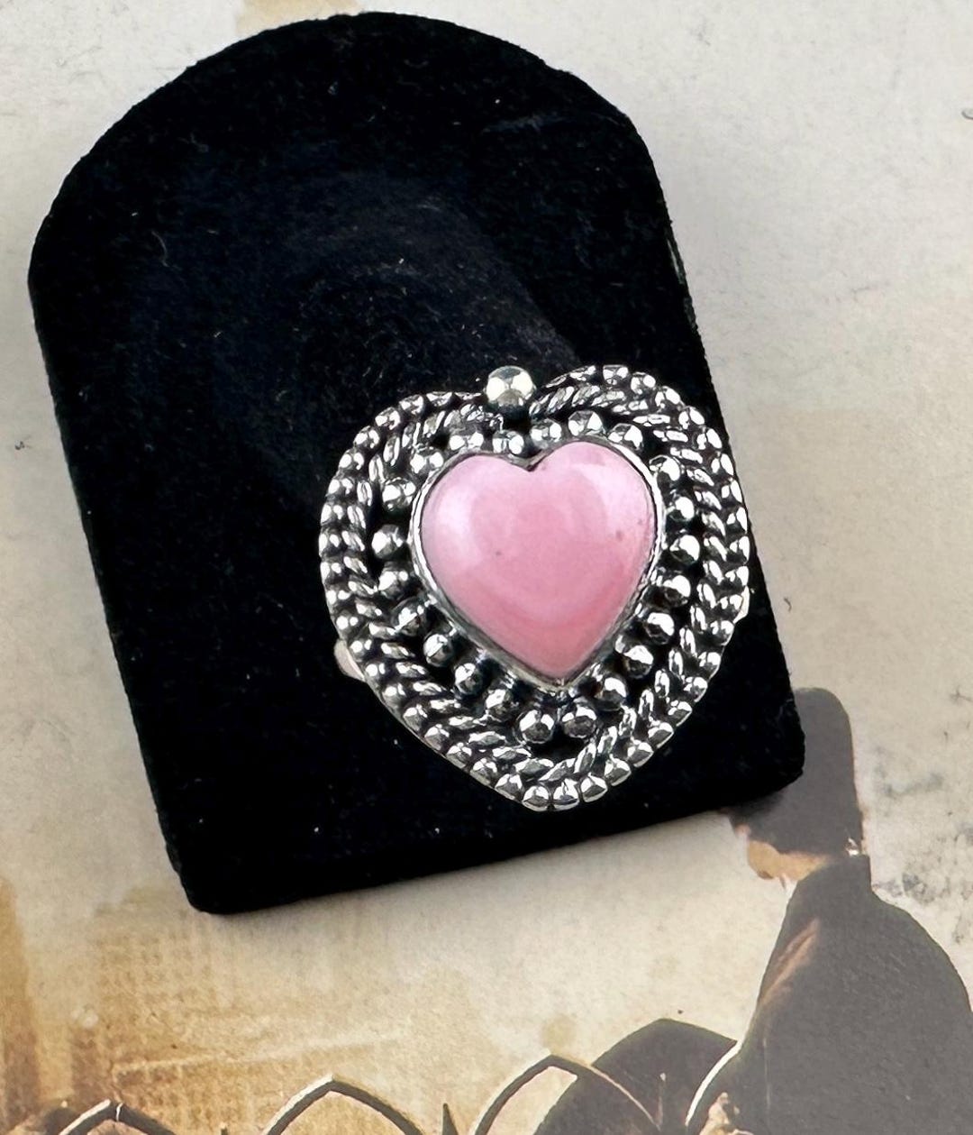 Sterling Silver Ring With Heart Shaped Pink Conch Shell. Stamped ...