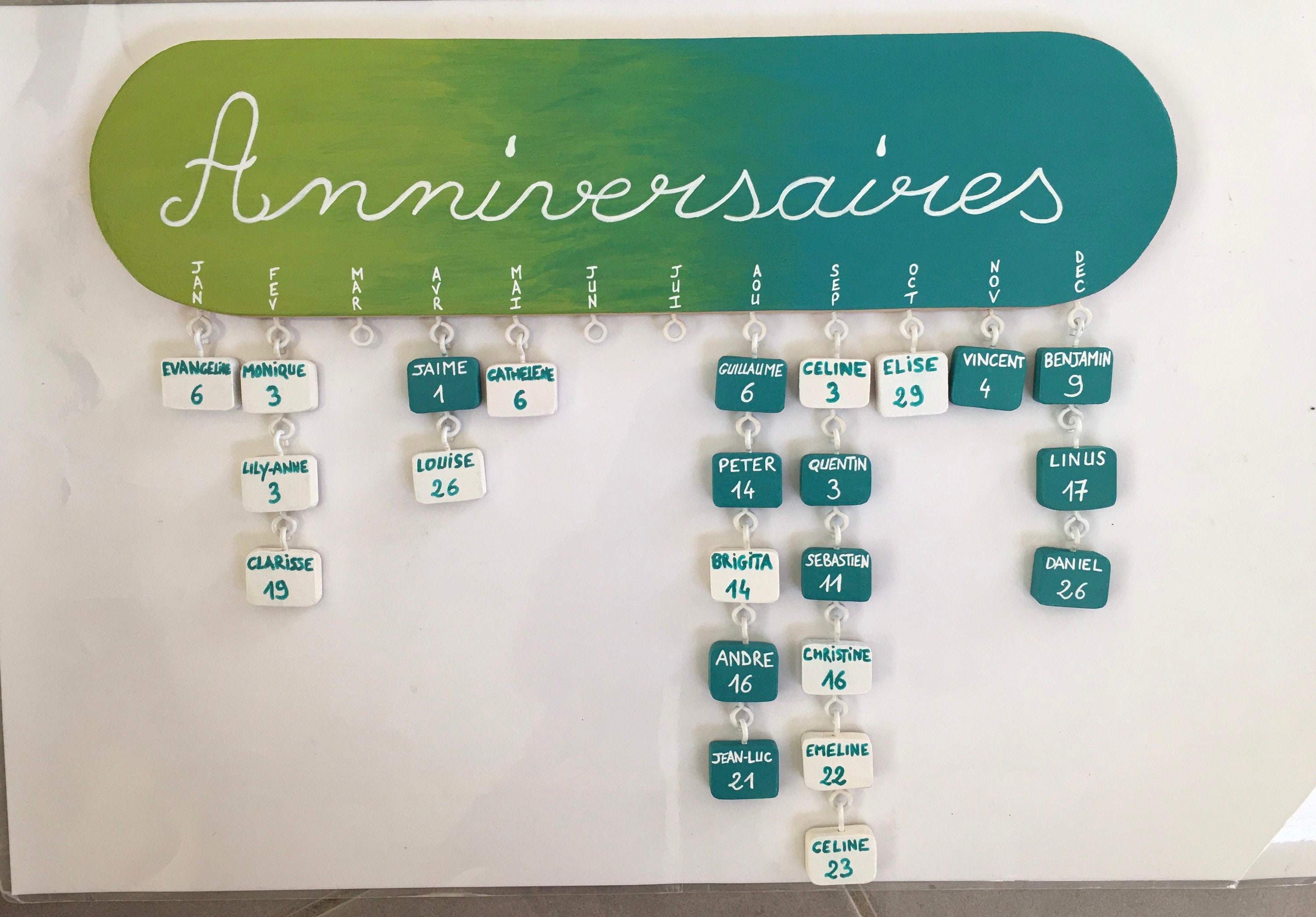 Calendrier d'anniversaire en Bois