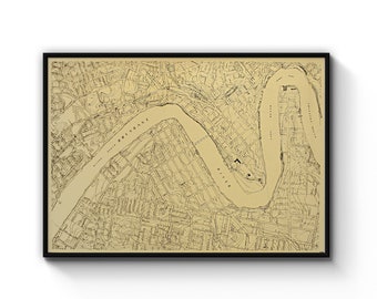 Red Brisbane Map Minimal Queensland Original Home Decor Art Poster Print