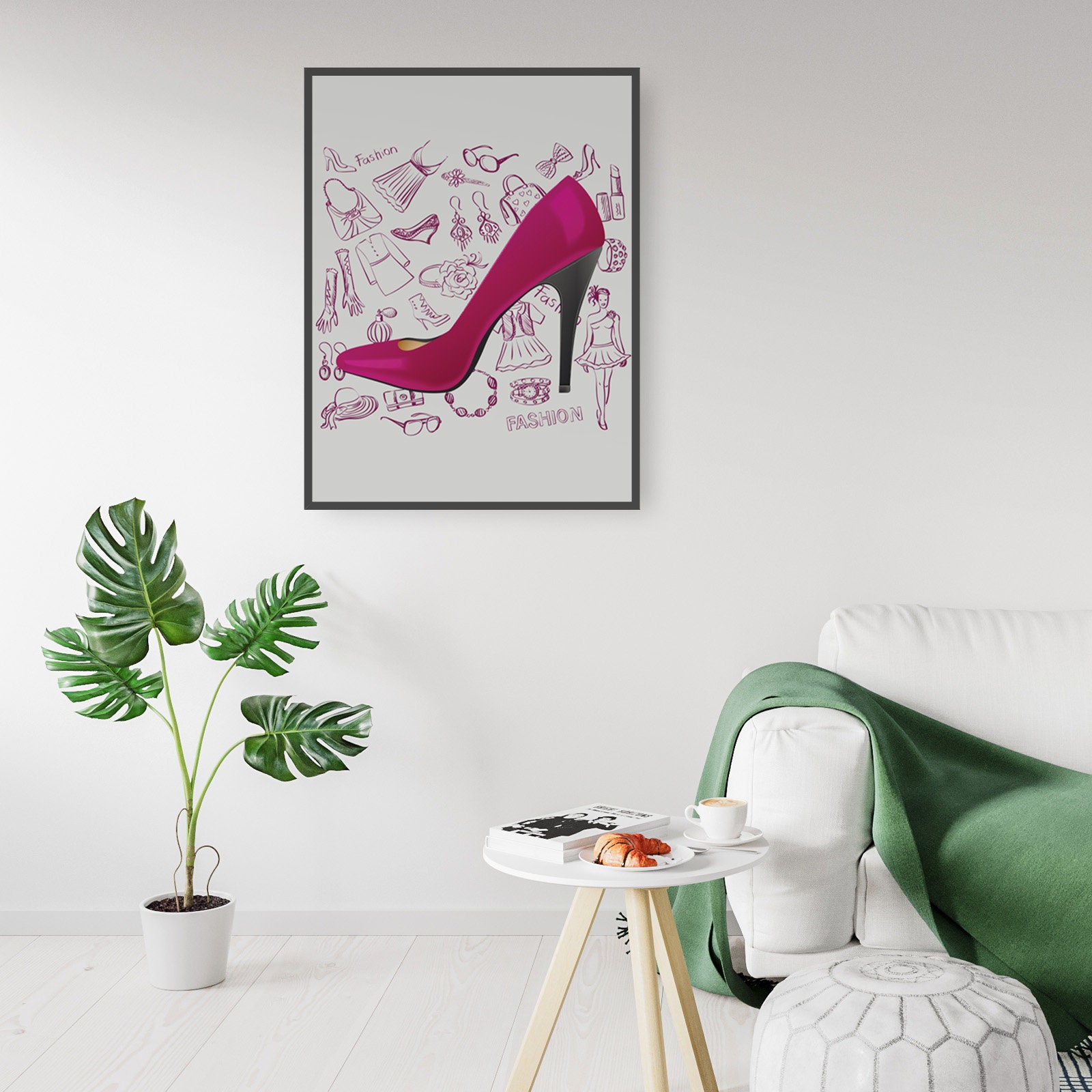 Elegant Pink High Heels Fashion Girls Chic Modern Artwork | Etsy