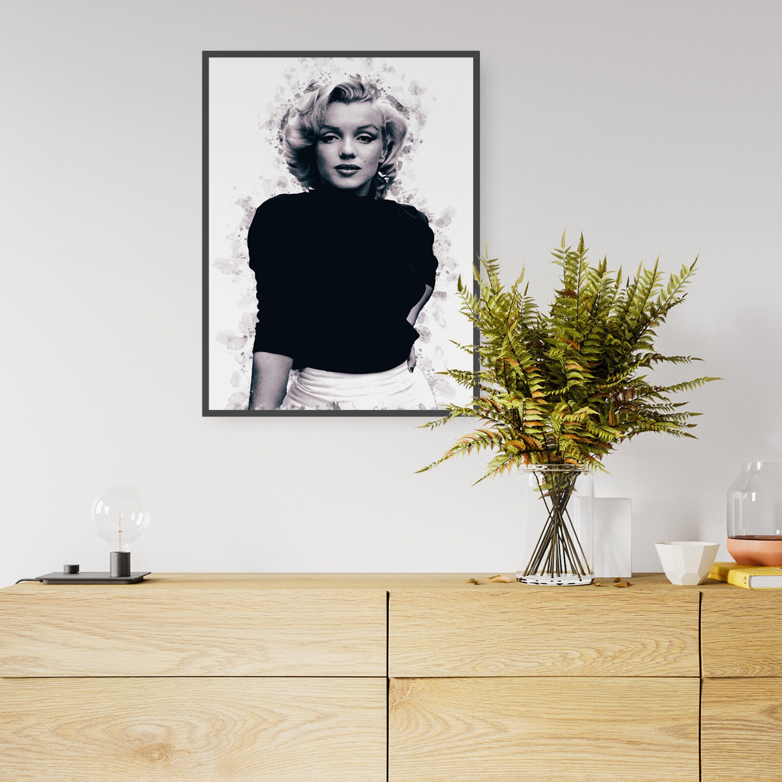 Vintage Marilyn Monroe Portrait Black Ink Painting Minimal | Etsy