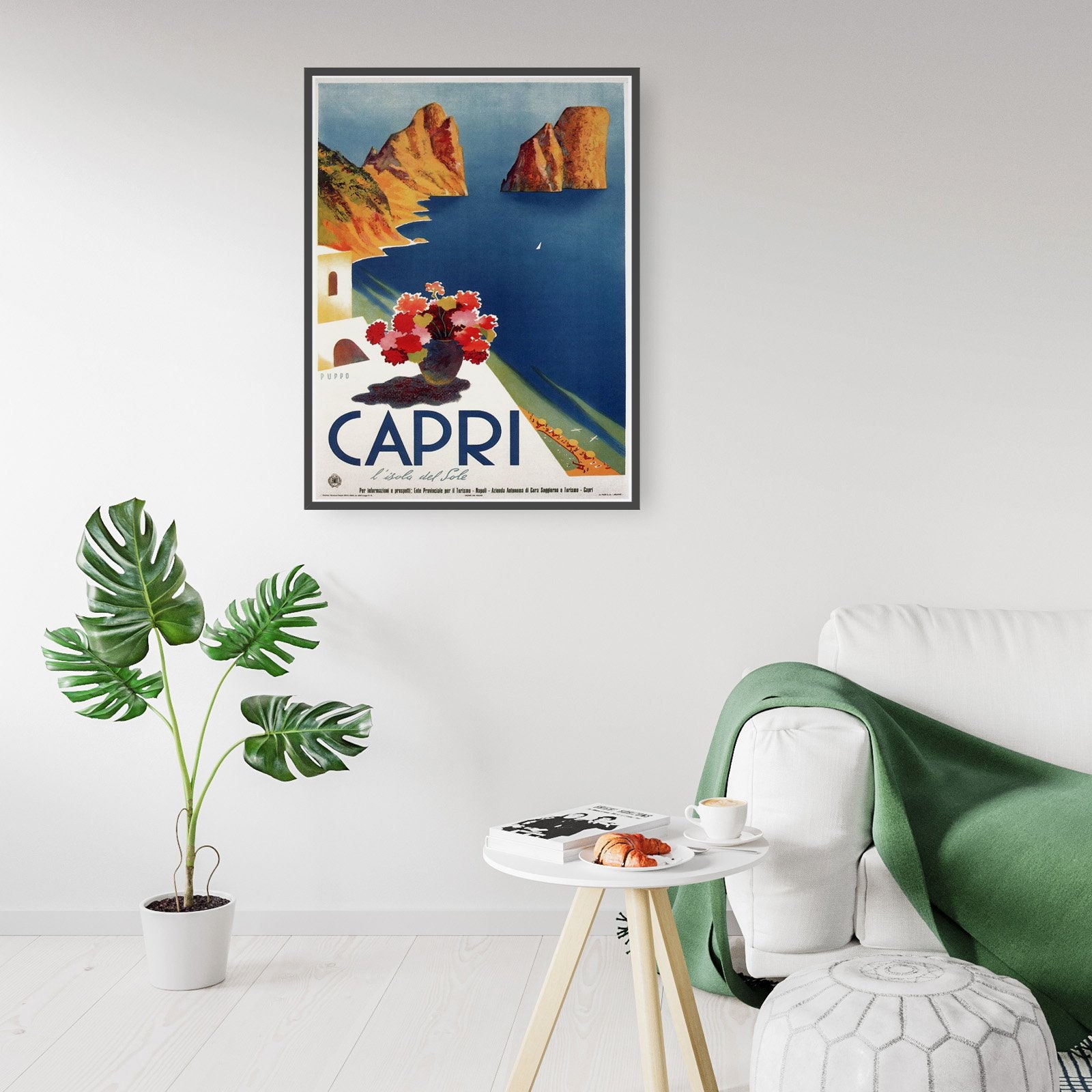 Capri Italy Vintage Travel Italian Coastal Wall Art Print Etsy
