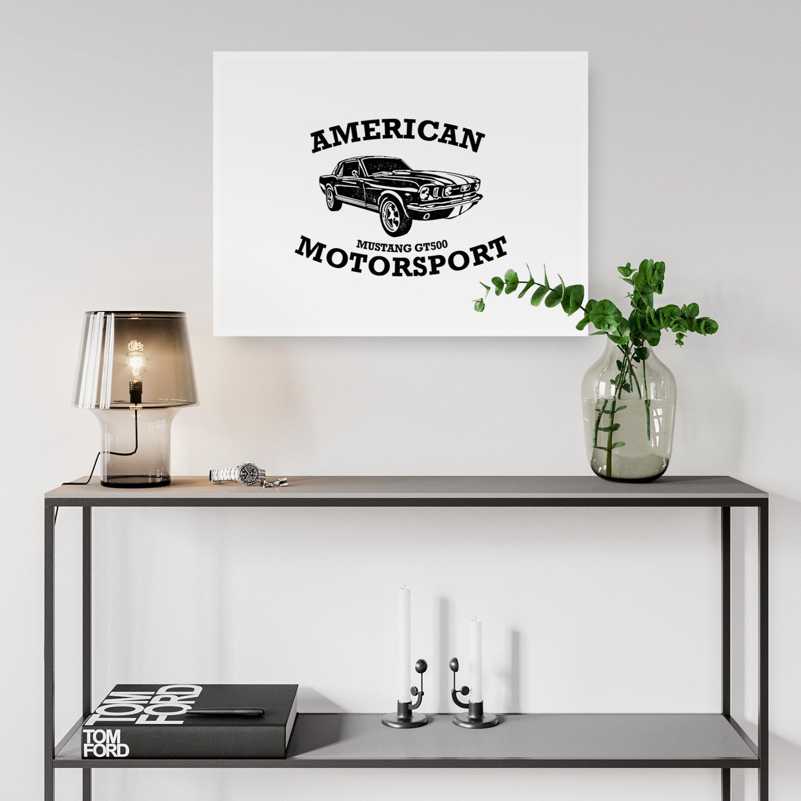 American Motorsport Garage Minimal Car Garage Wall Art Home Etsy