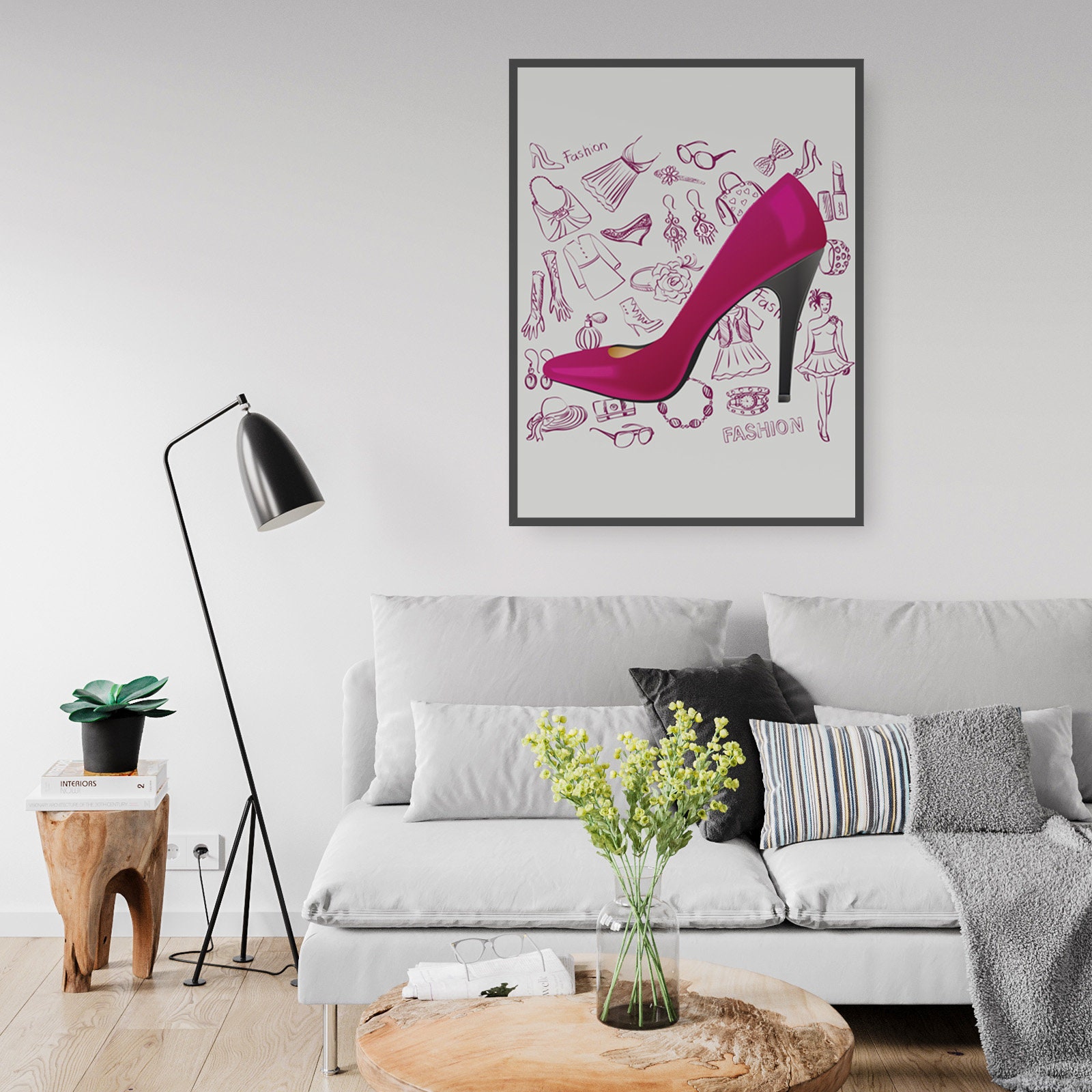 Elegant Pink High Heels Fashion Girls Chic Modern Artwork | Etsy