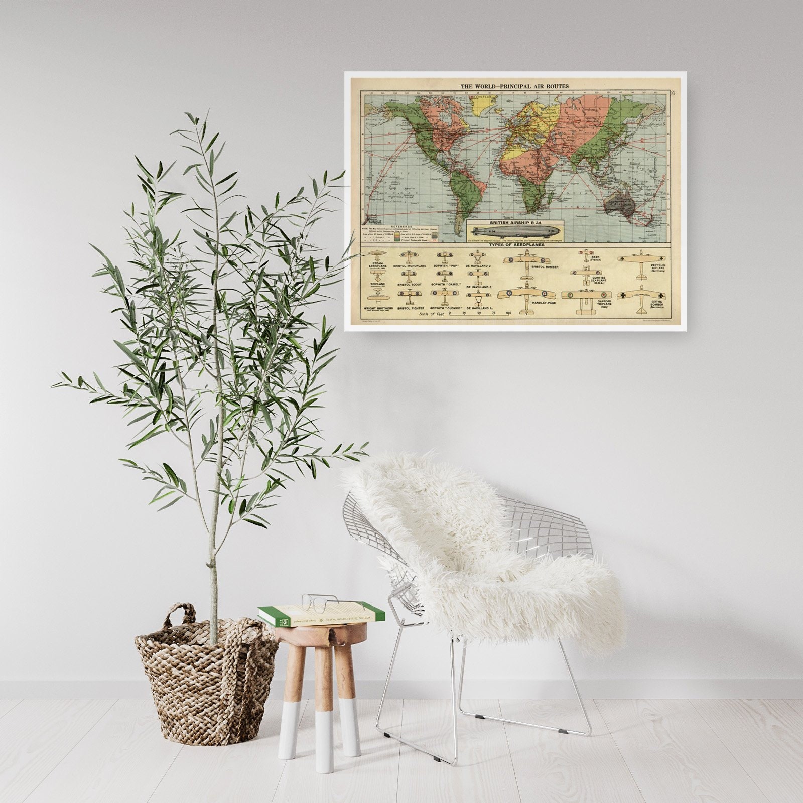 Vintage Air Routes Map Aviation Affordable Wall Art Print Etsy