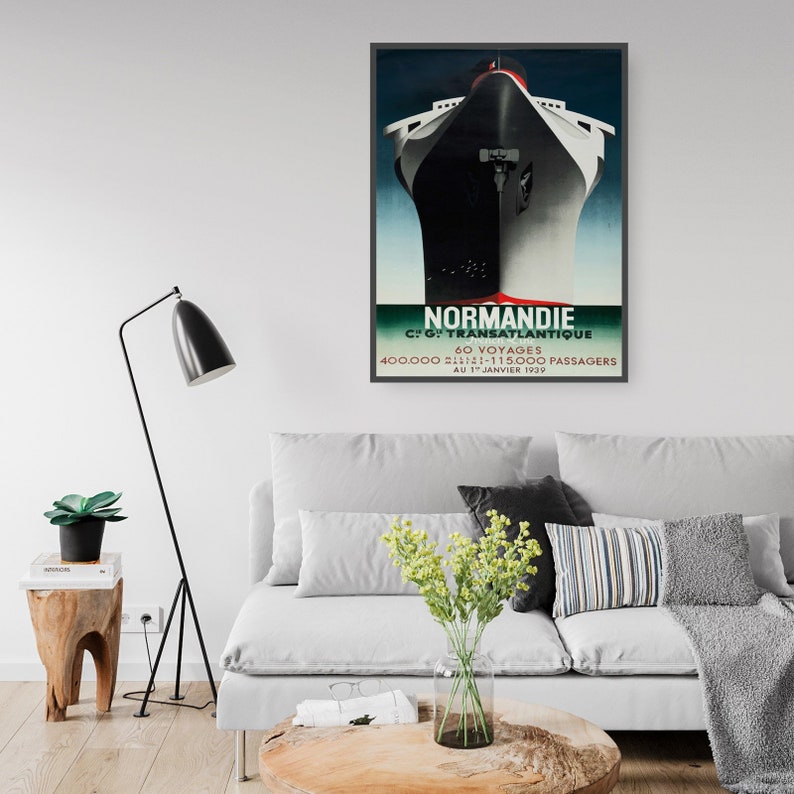 Normandie French Vintage Shipping Advert Wall Art Print Poster Framed or Canvas Artwork