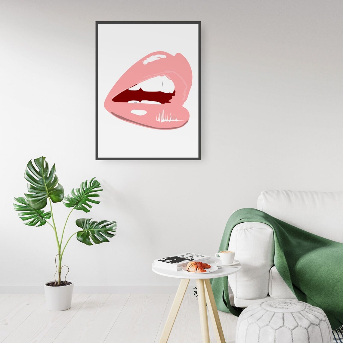Pink Lips Fashion Girls Bedroom Makeup Affordable Wall Art | Etsy