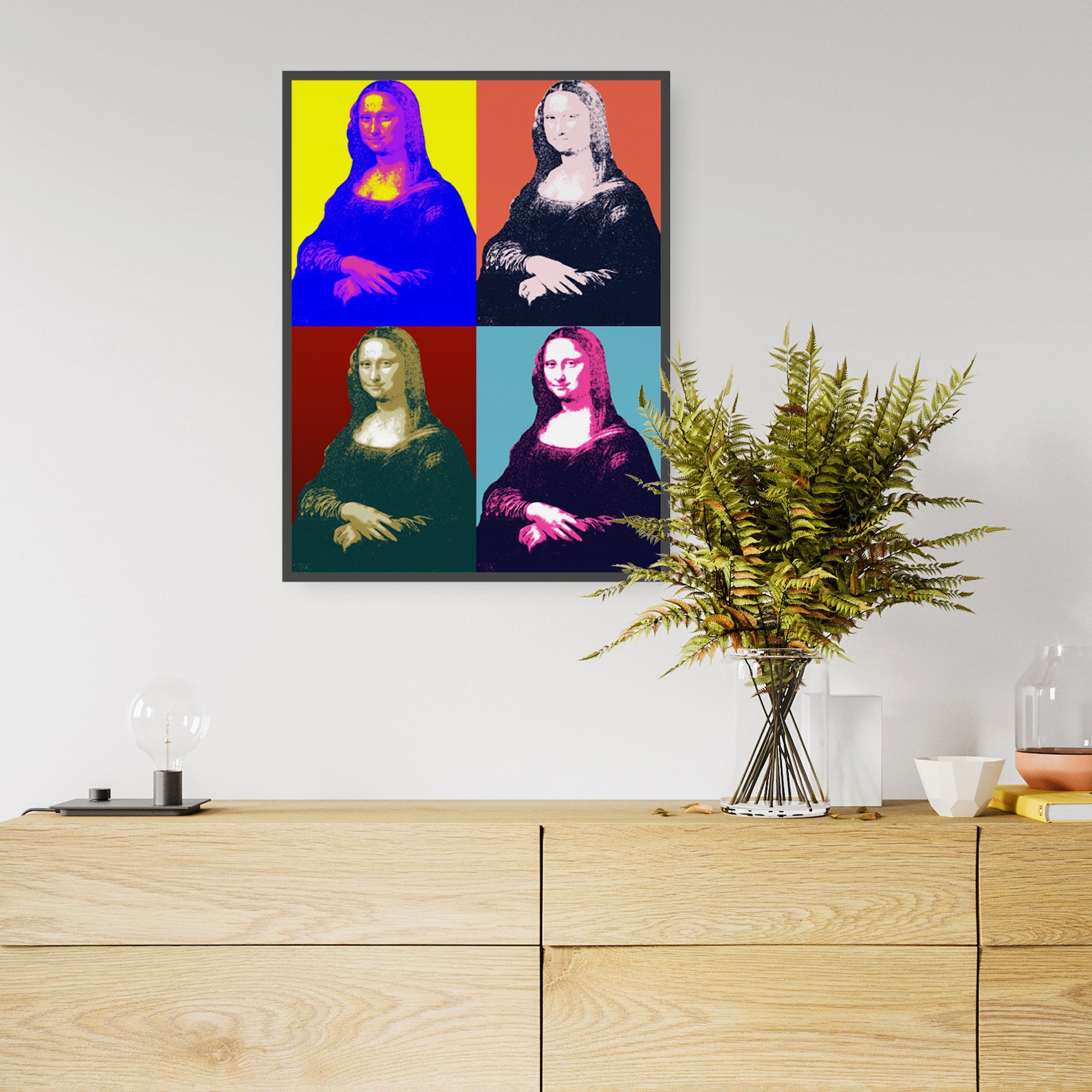 Pop Art Style Mona Lisa Colorful Portrait Bedroom Decor Etsy