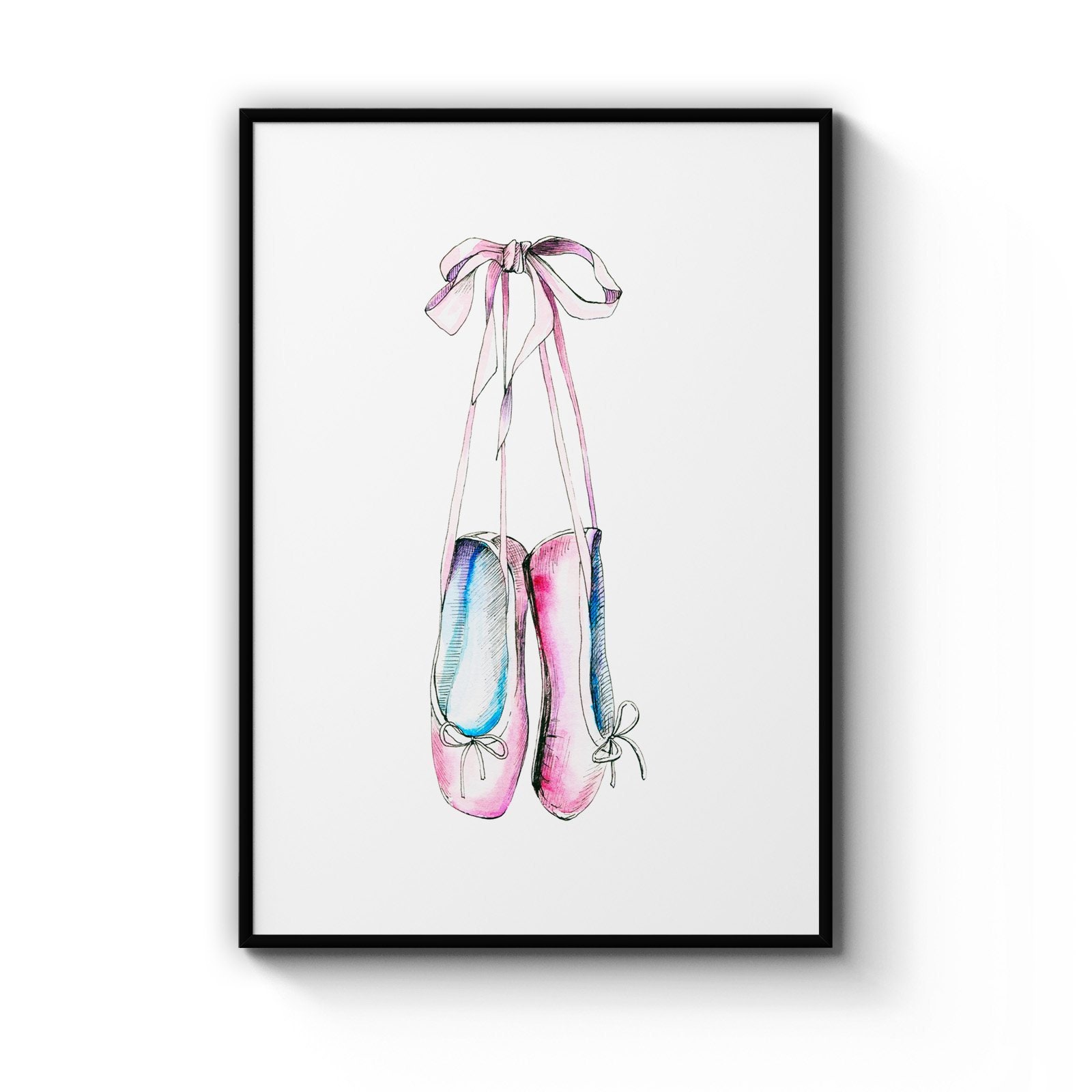 Cute Ballet Shoes Girls Bedroom Pink Wall Art | Etsy