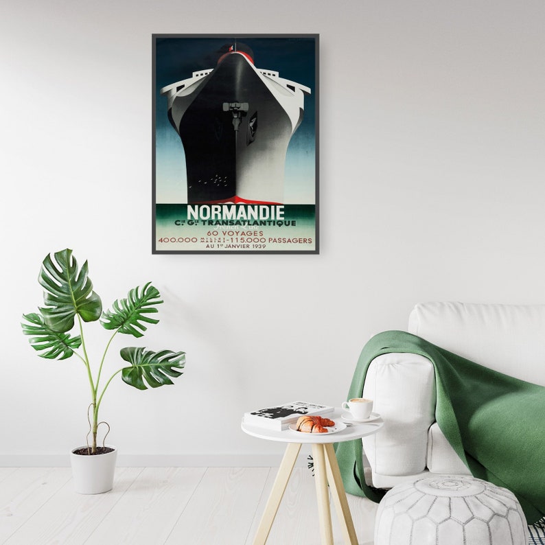 Normandie French Vintage Shipping Advert Wall Art Print Poster Framed or Canvas Artwork