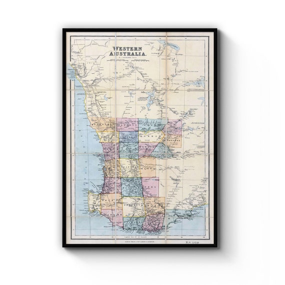 A4 B1 Framed Vintage Map of Australia Detailed Old Classic Art Print Poster