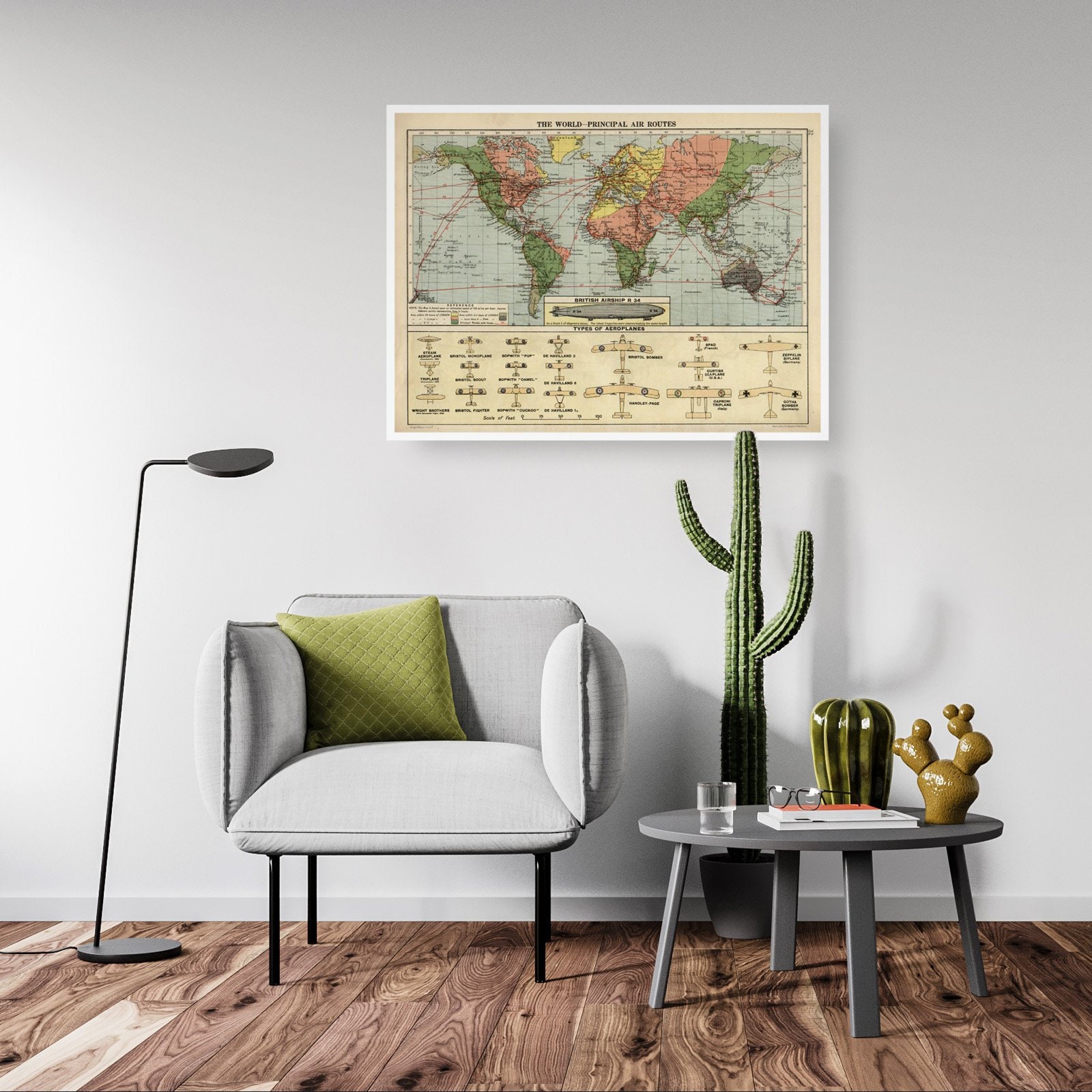 Vintage Air Routes Map Aviation Affordable Wall Art Print Etsy