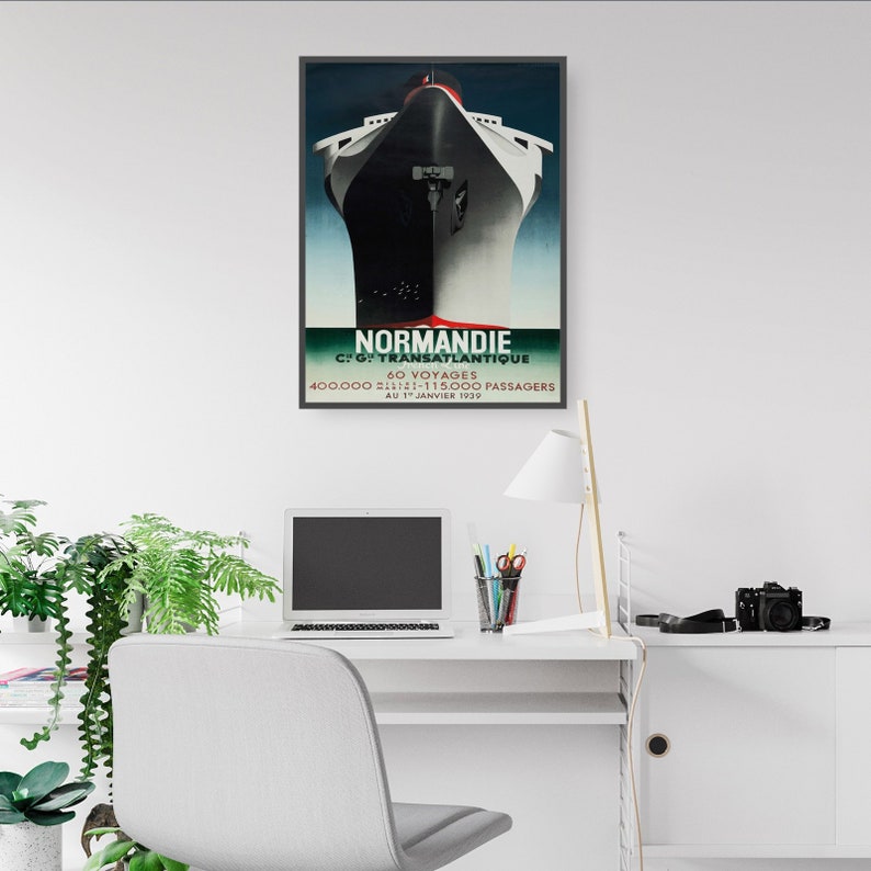 Normandie French Vintage Shipping Advert Wall Art Print Poster Framed or Canvas Artwork