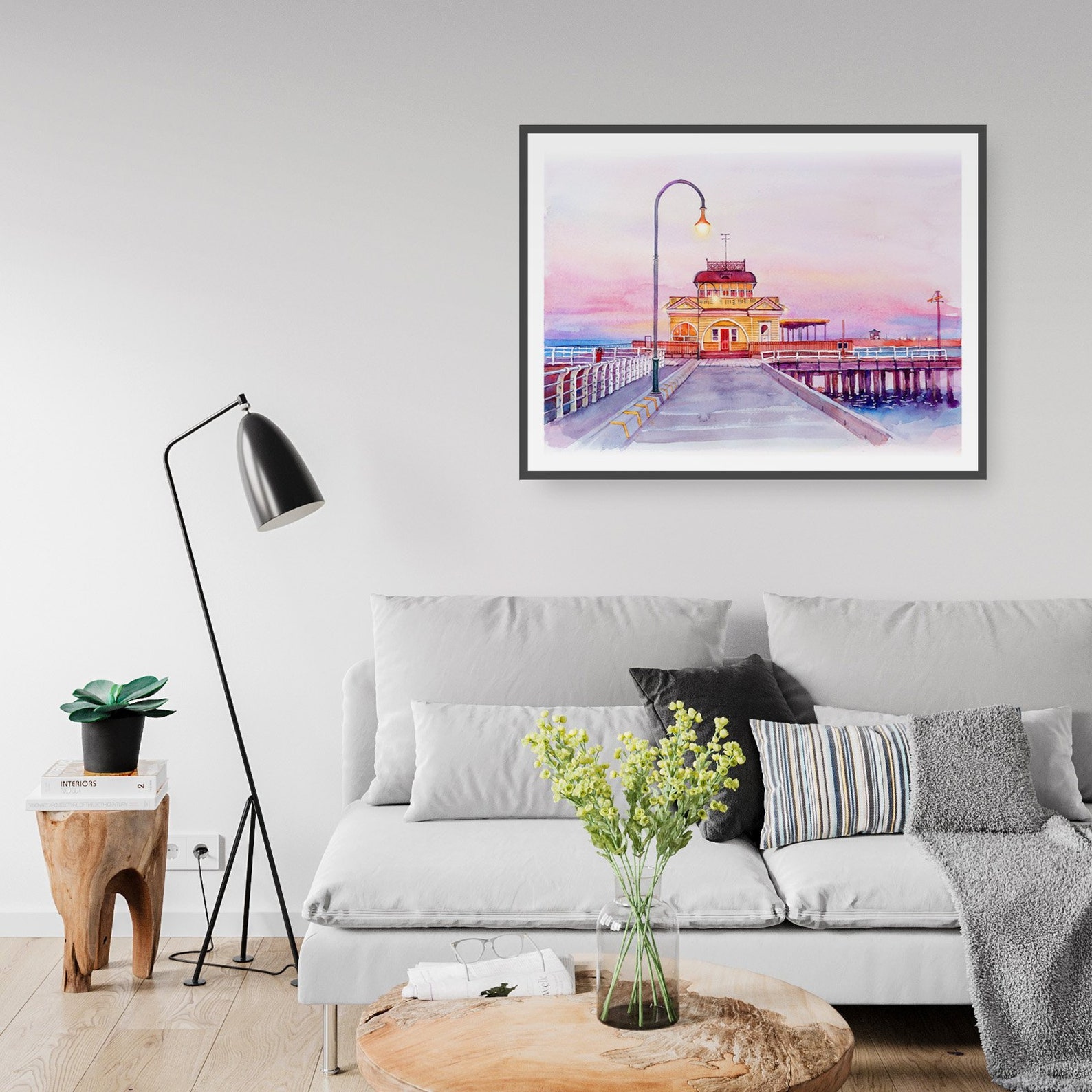 St Kilda Pier Watercolour Painting Melbourne Affordable Wall | Etsy