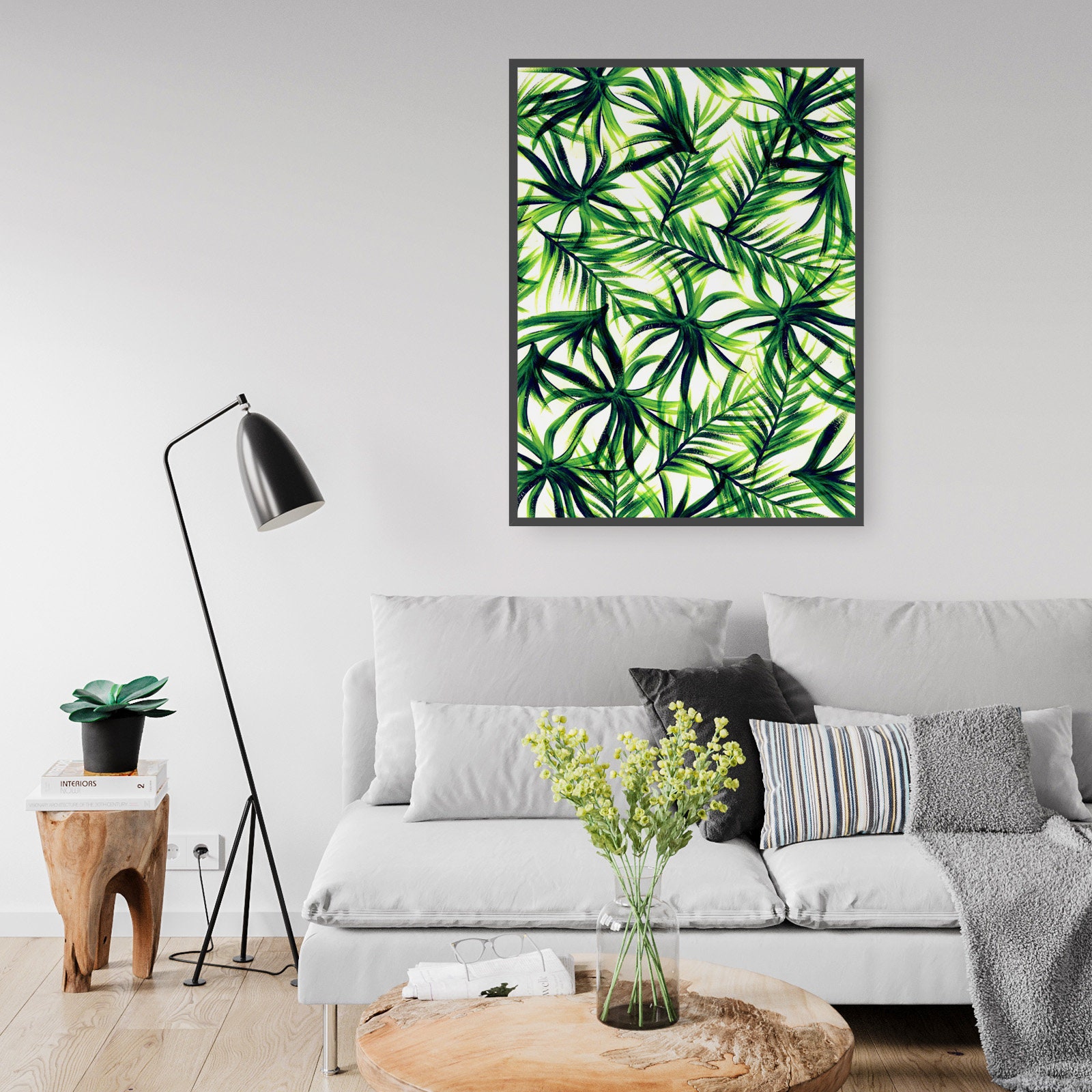 Palm Leaves Pattern Green Tropical Jungle Wall Art Home Decor | Etsy