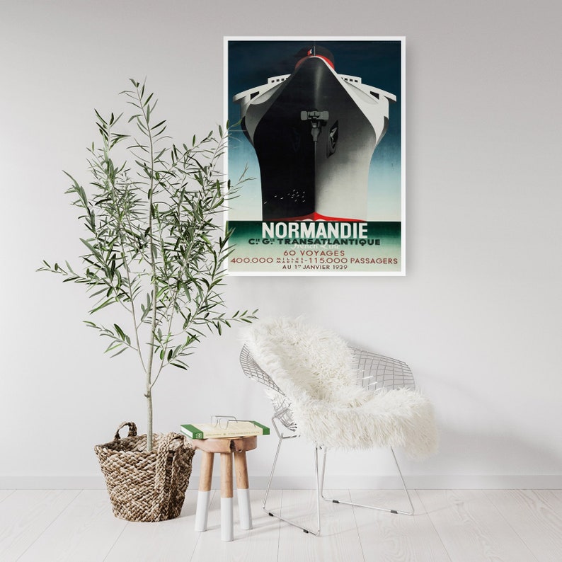 Normandie French Vintage Shipping Advert Wall Art Print Poster Framed or Canvas Artwork