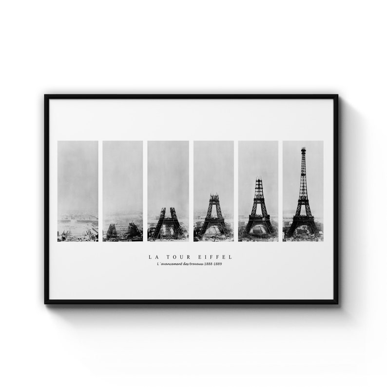 Eiffel Tower Construction Photographs Wall Art Print Poster Etsy