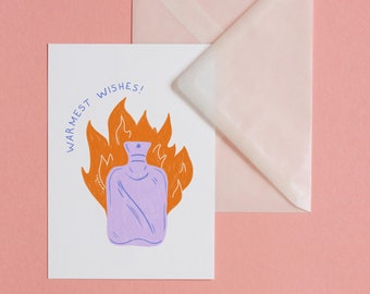 Warmest Wishes – postcard with envelope, art, print, illustration